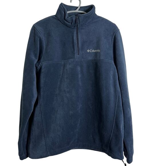 Columbia 1/4 Zip Fleece Medium Navy Pullover Long Sleeve Mock Neck Sweater Mens - Picture 1 of 5